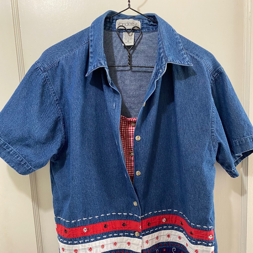 Denim ladies blouse with embroidery
